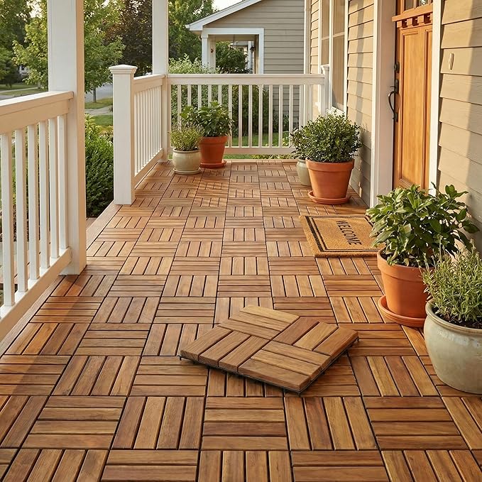 Bare Decor EZ Teak Flooring 12 Slat, 1 Sample Tile - Image 7