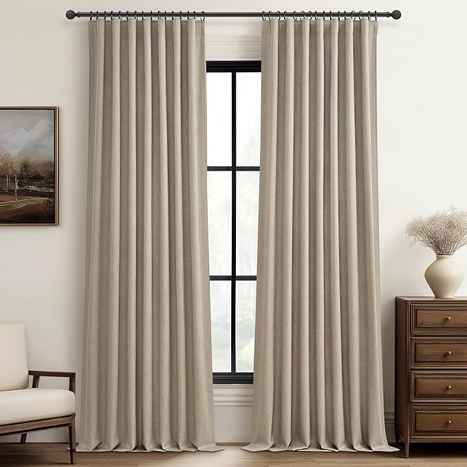 Black Out 96 Inch Long Boho Curtains 2 Panel Set, Farmhouse Curtains by QJMYDECO