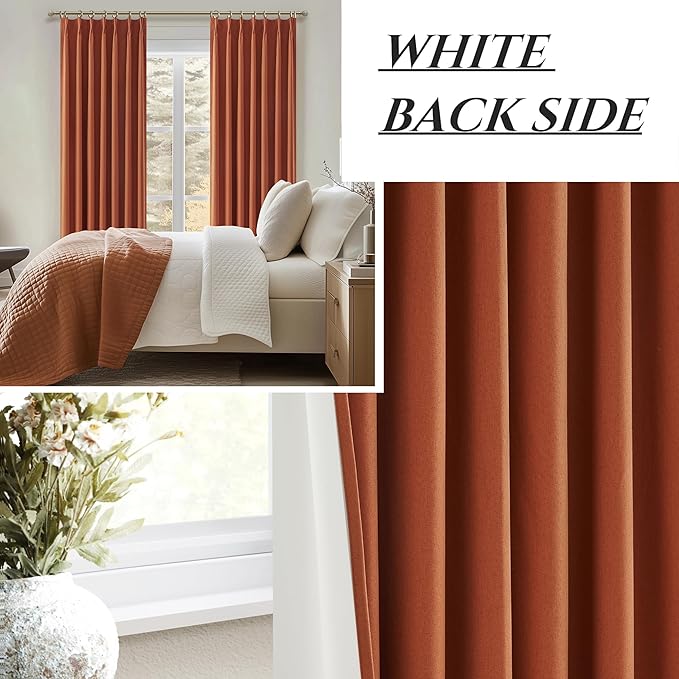 Fall Burnt Orange Curtains Pinch Pleated Blackout 90 Inches Long 2 Panels Set - Image 7