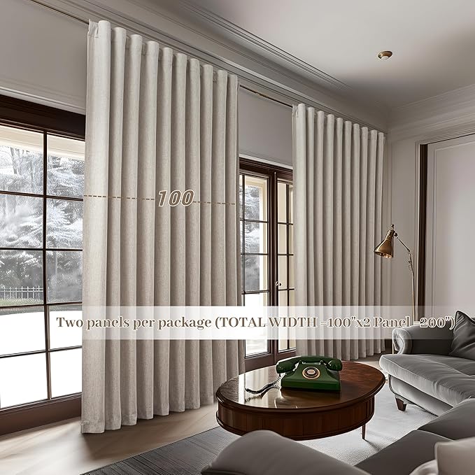 Curtains 100 Inch Length Wide Pleated Blackout Curtain - Image 4