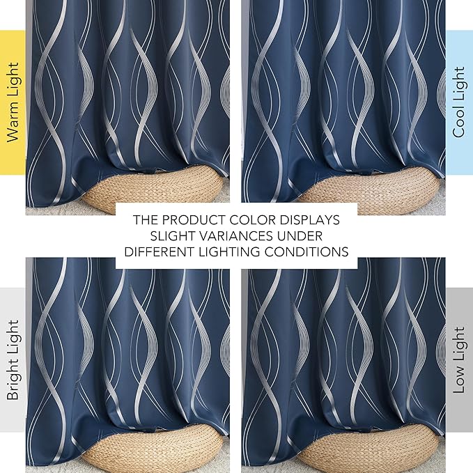 NICETOWN 100% Blackout Stone Blue Curtains - Image 8