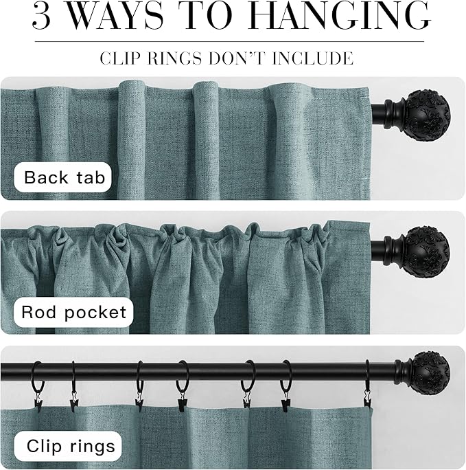 RYB HOME 100% Blackout Linen Textured Curtains 108 inches Long, Thermal - Image 7