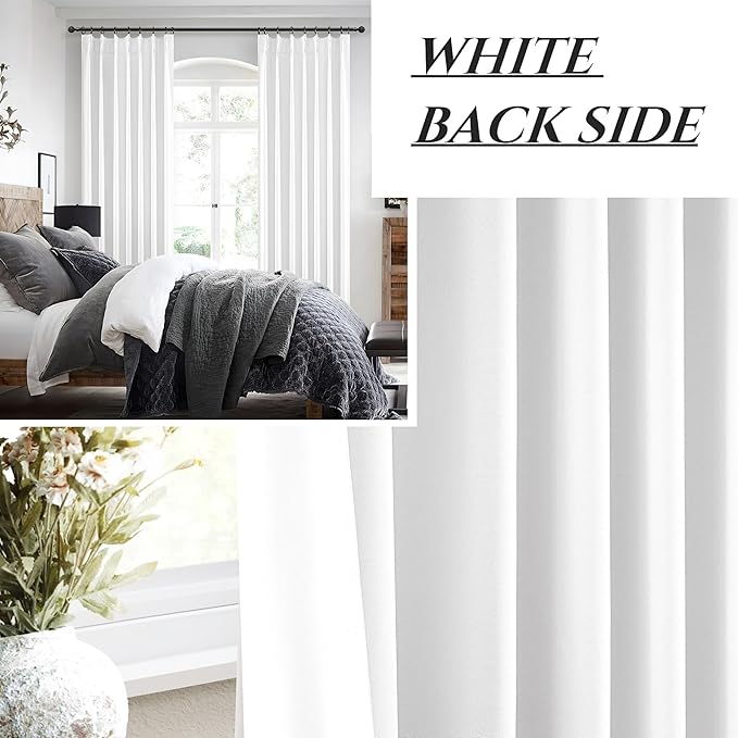 Solid White Blackout Varil Drapes 84 Inch Length 2 Panels Set - Image 6