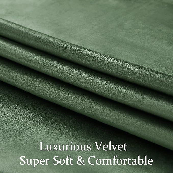Olive Green Decorative Velvet Curtains 120 inches Emerald Elegant Living Room - Image 5