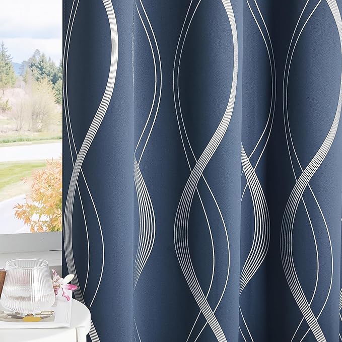 NICETOWN 100% Blackout Stone Blue Curtains - Image 6