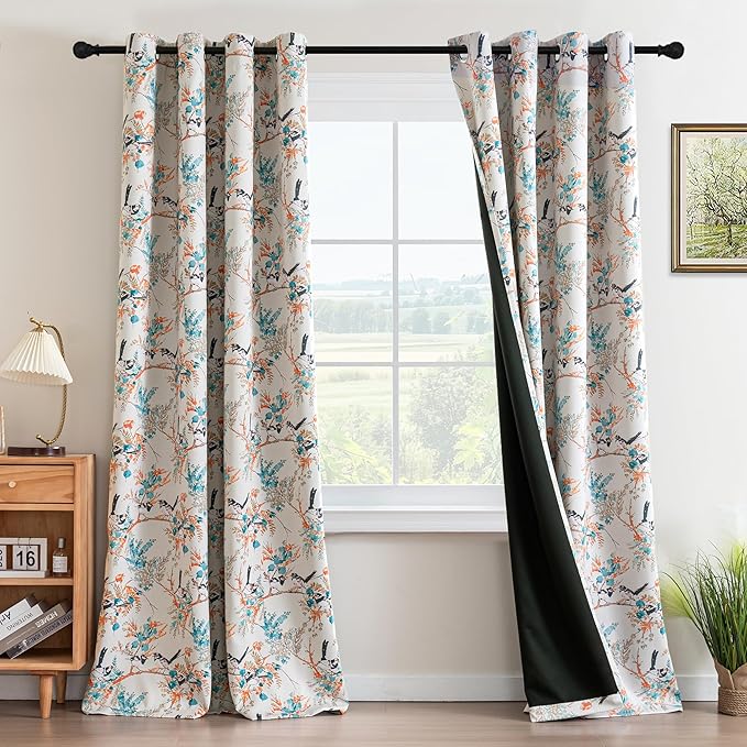 H.VERSAILTEX 100% Blackout Floral Vintage Curtains 96 inch Length 2 Panels by HVERSAILTEX