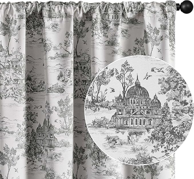 jinchan 95% Blackout Toile Curtains by JINCHAN