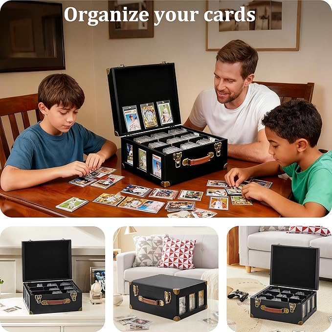 Graded Card Storage Box with Display Window, Wood Card Case - Image 6