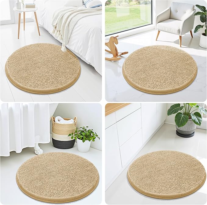 Smiry Luxury Chenille Round 24x24, Extra Soft and Absorbent Shaggy Bathroom Mat - Image 7