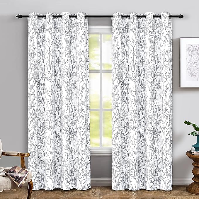 DriftAway Tree Branch Blackout Curtains Double Layer 90 Inches Long by DriftAway