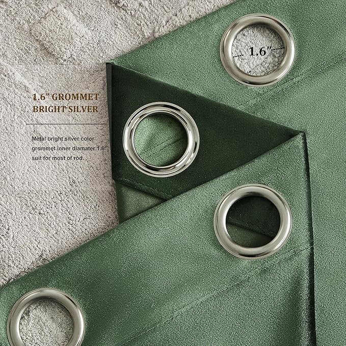 Olive Green Velvet Curtains 96 inches Length Emerald Luxury Elegant Living Room - Image 3