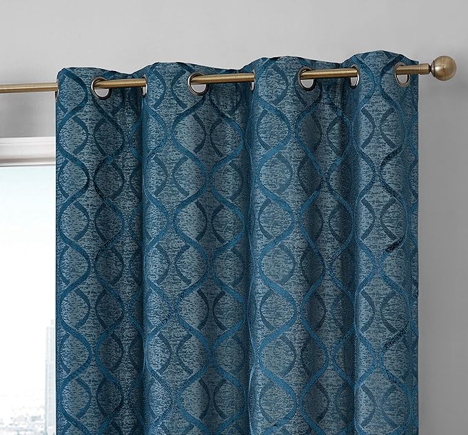HLC.ME Versailles Lattice Flocked 100% Complete Blackout Thermal Insulated by HomeLinenCollections