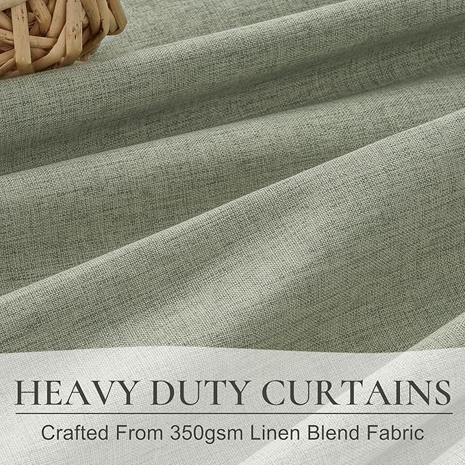 Sage Green Blackout Linen Curtains 84 Inches Long - Image 5