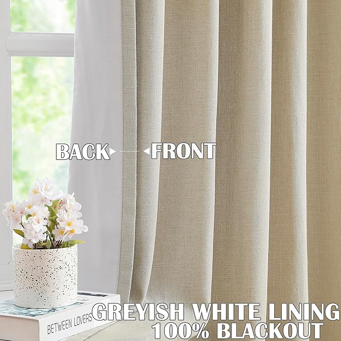 Kayne Studio Sand Pinch Pleated Full Blackout Curtains 102 Inch, Linen Blend - Image 2