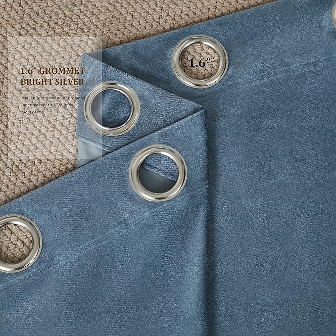 BULBUL Luxury Velvet Curtains 90 inch Elegant Living Room Curtain Modern - Image 3