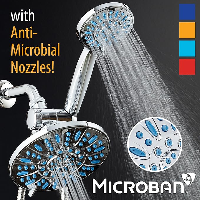 Antimicrobial/Anti-Clog High-Pressure 30-setting Rainfall Shower Combo by - Image 2