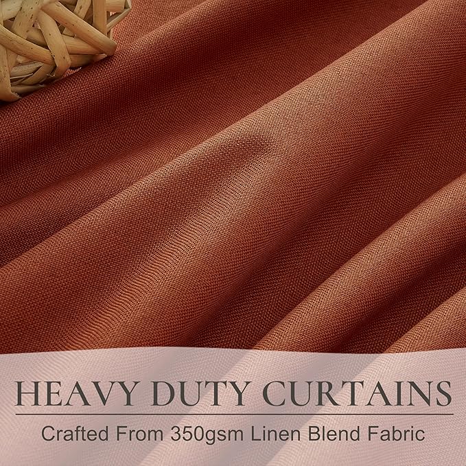 Fall Burnt Orange Curtains Blackout 108 Inches Long 2 Panels Set, Terracotta - Image 3
