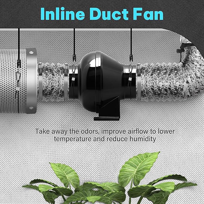 iPower 4 Inch 195 CFM Inline Duct Exhaust Fan Air Vent Booster Ventiliation - Image 7