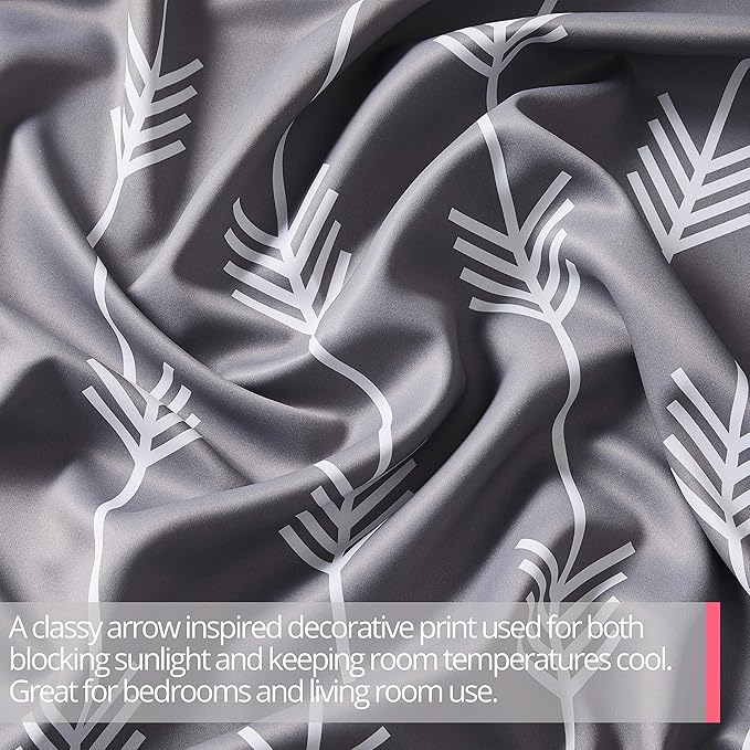 HLC.ME Arrow Printed Blackout Room Darkening Thermal Grommet Window Curtain - Image 5