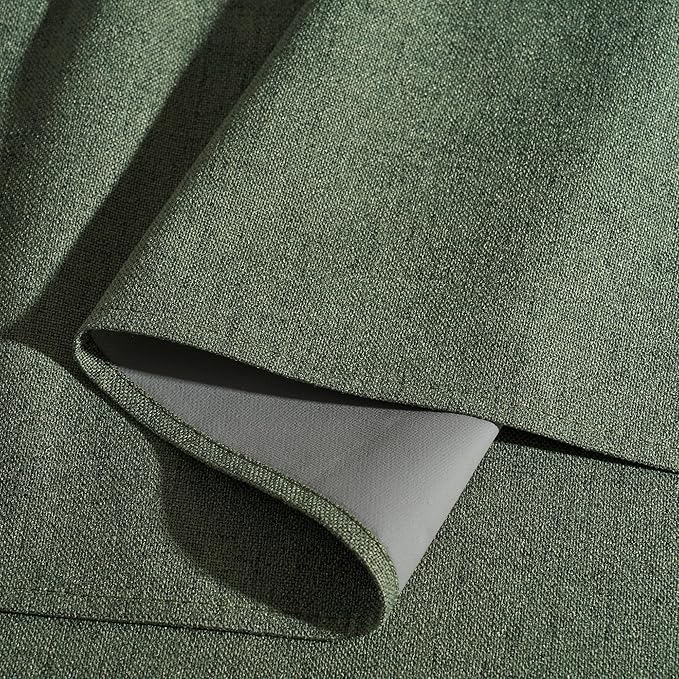 RYB HOME Olive Green 100% Blackout Linen Curtains 108 inches Long, Luxury - Image 4