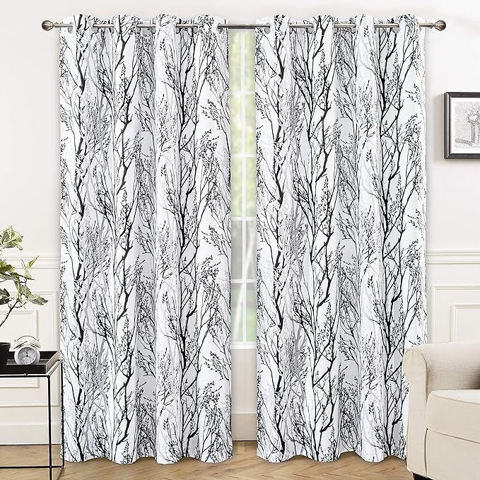 DriftAway Tree Branch Blackout Curtains Double Layer 84 Inches Long by DriftAway